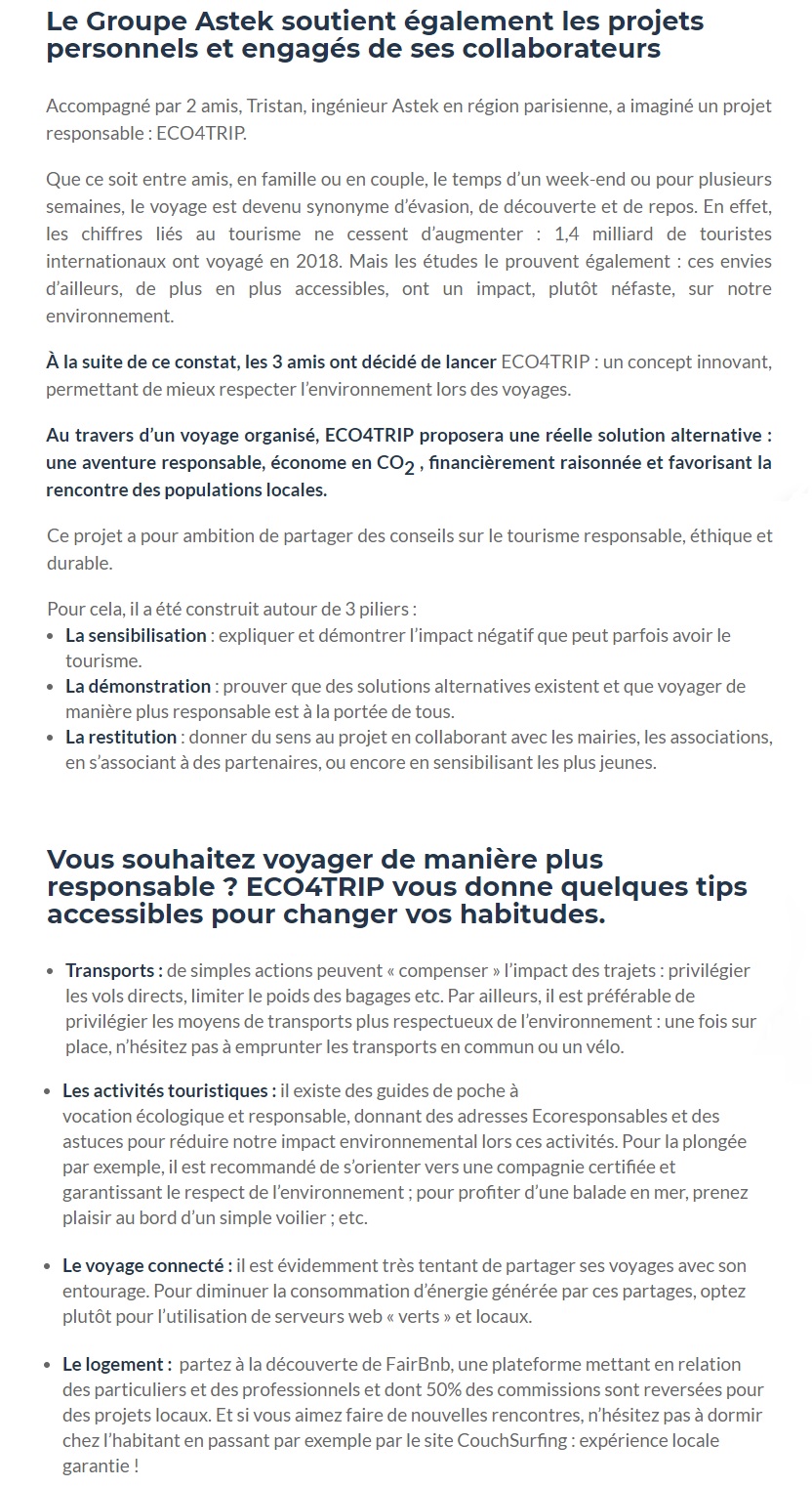 L'article dans le journal Astek