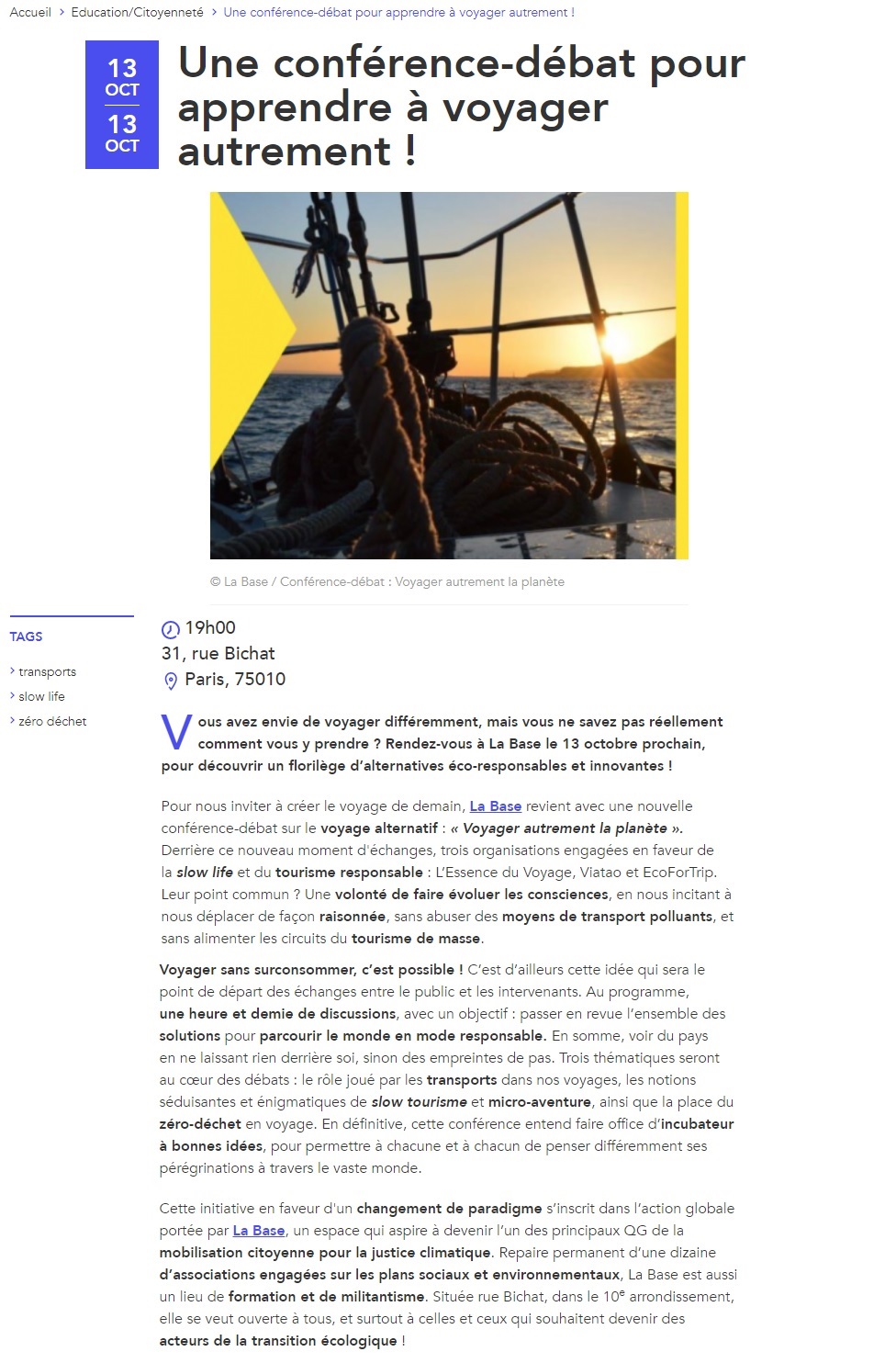 L'article dans le journal ID